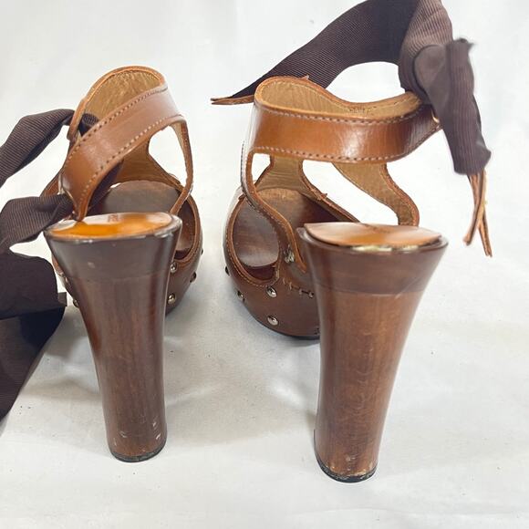 GEORGINA GOODMAN Brown Leather Clog Heels - Picture 9 of 10
